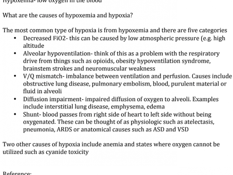 Hypoxia & Hypoxemia