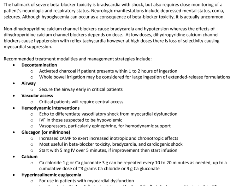 Beta-Blocker & Calcium Channel Blocker Toxicity