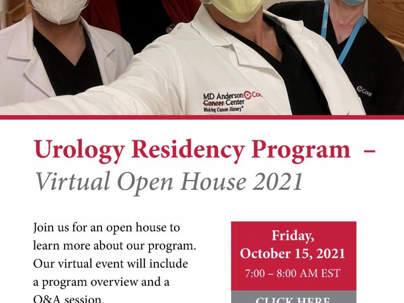 Join Us October 15 For Our Urology Residency Virtual Open House!
